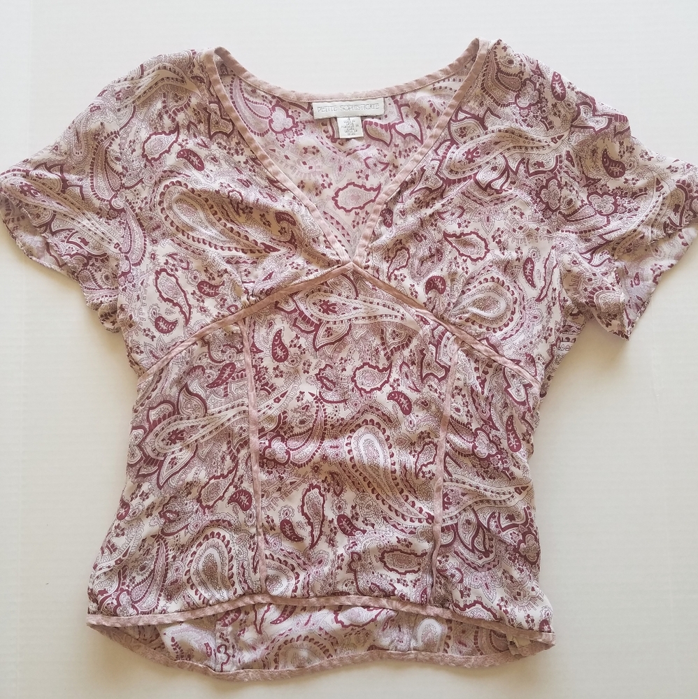 Pink paisley fitted blouse